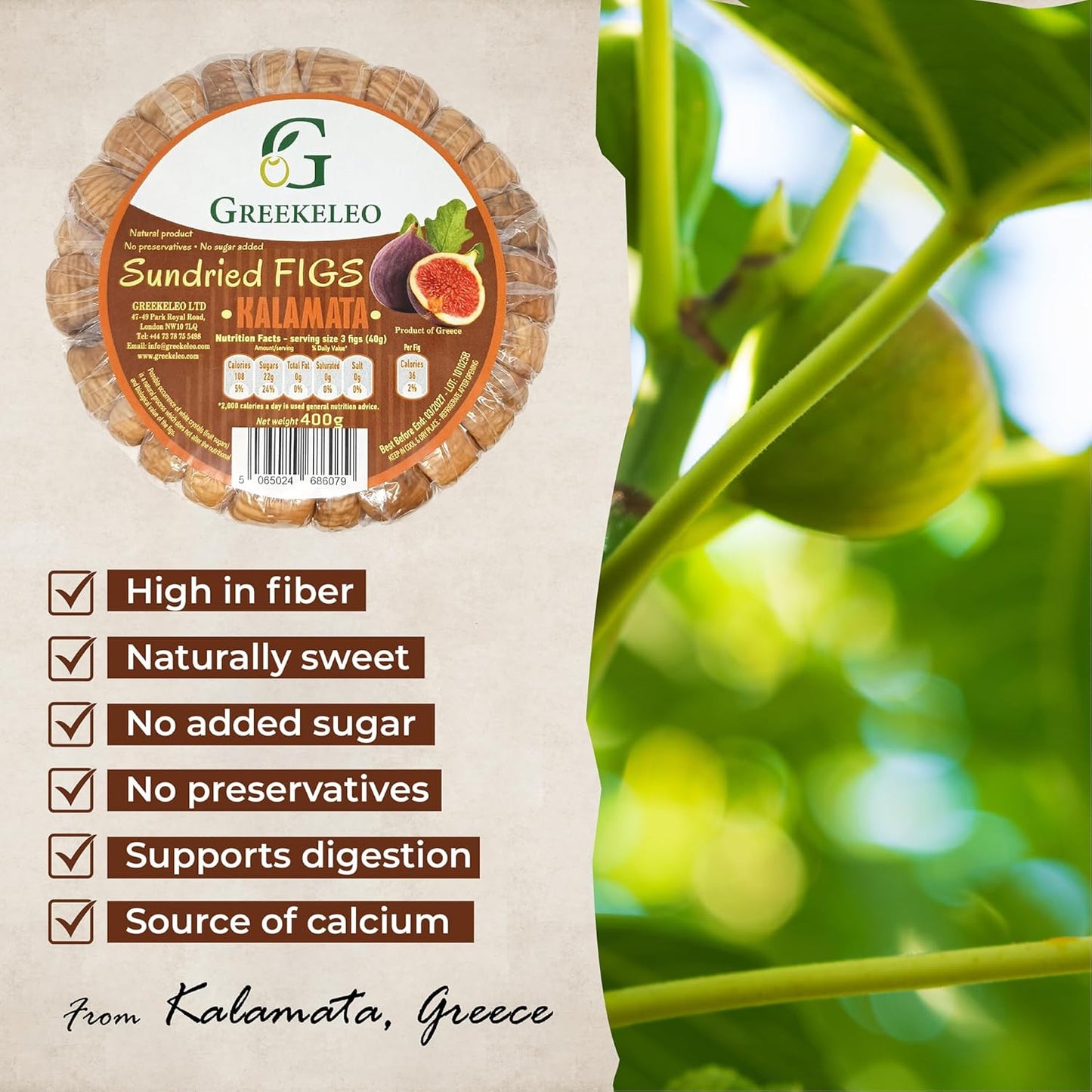 Premium Sundried Kalamata Figs – 400g